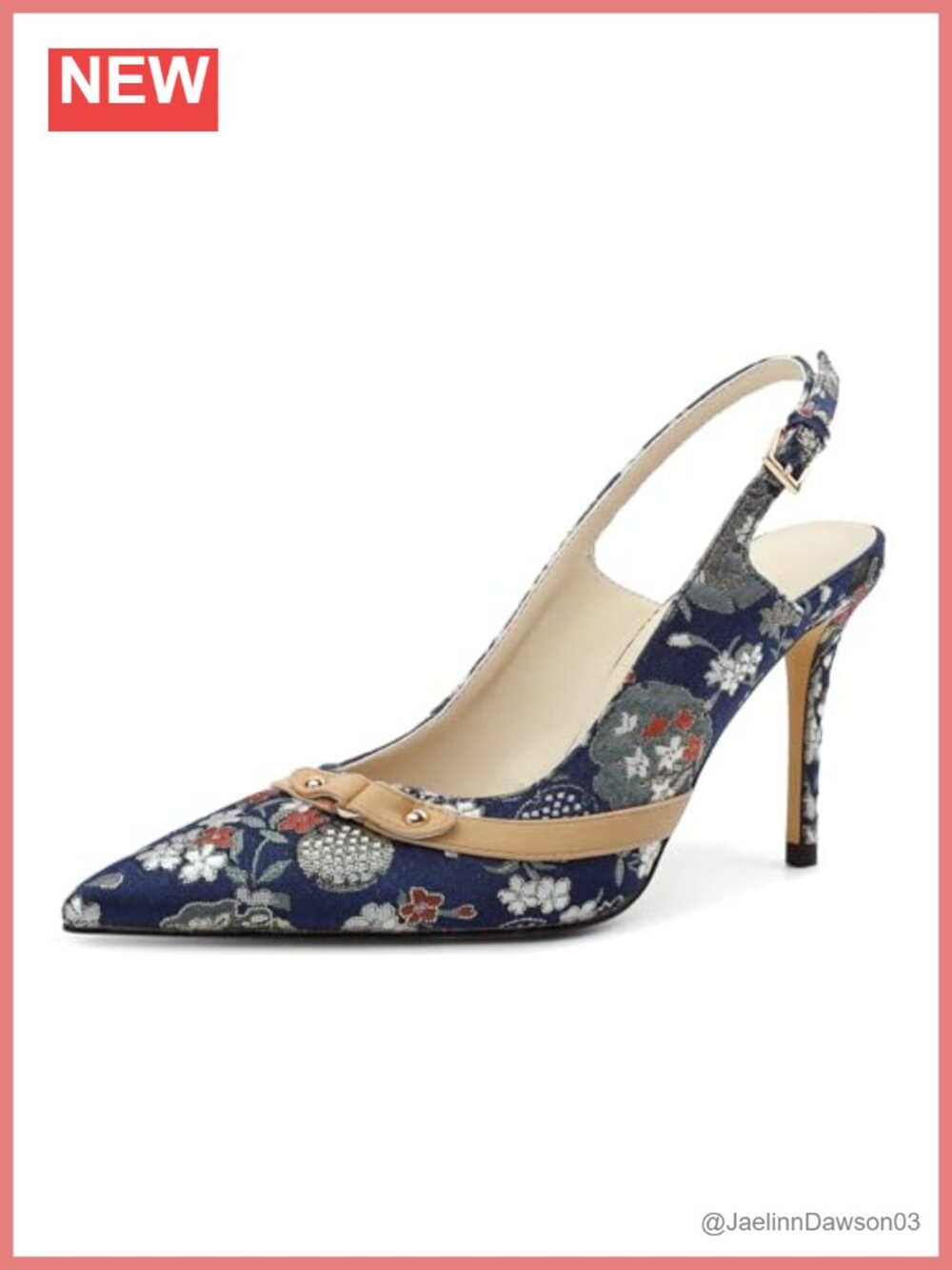 Slingback Heels Beaded Pumps Pointed Toe Denim Stiletto High Heels